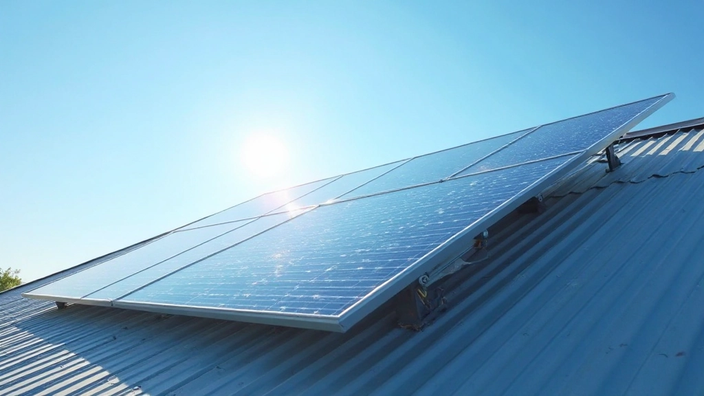 Солнечные панели на крыше современного здания с ясным небом