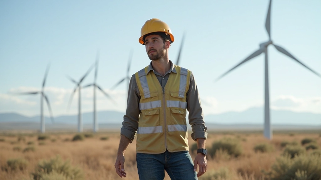 Ветровые турбины на фоне ясного неба в энергетическом комплексе